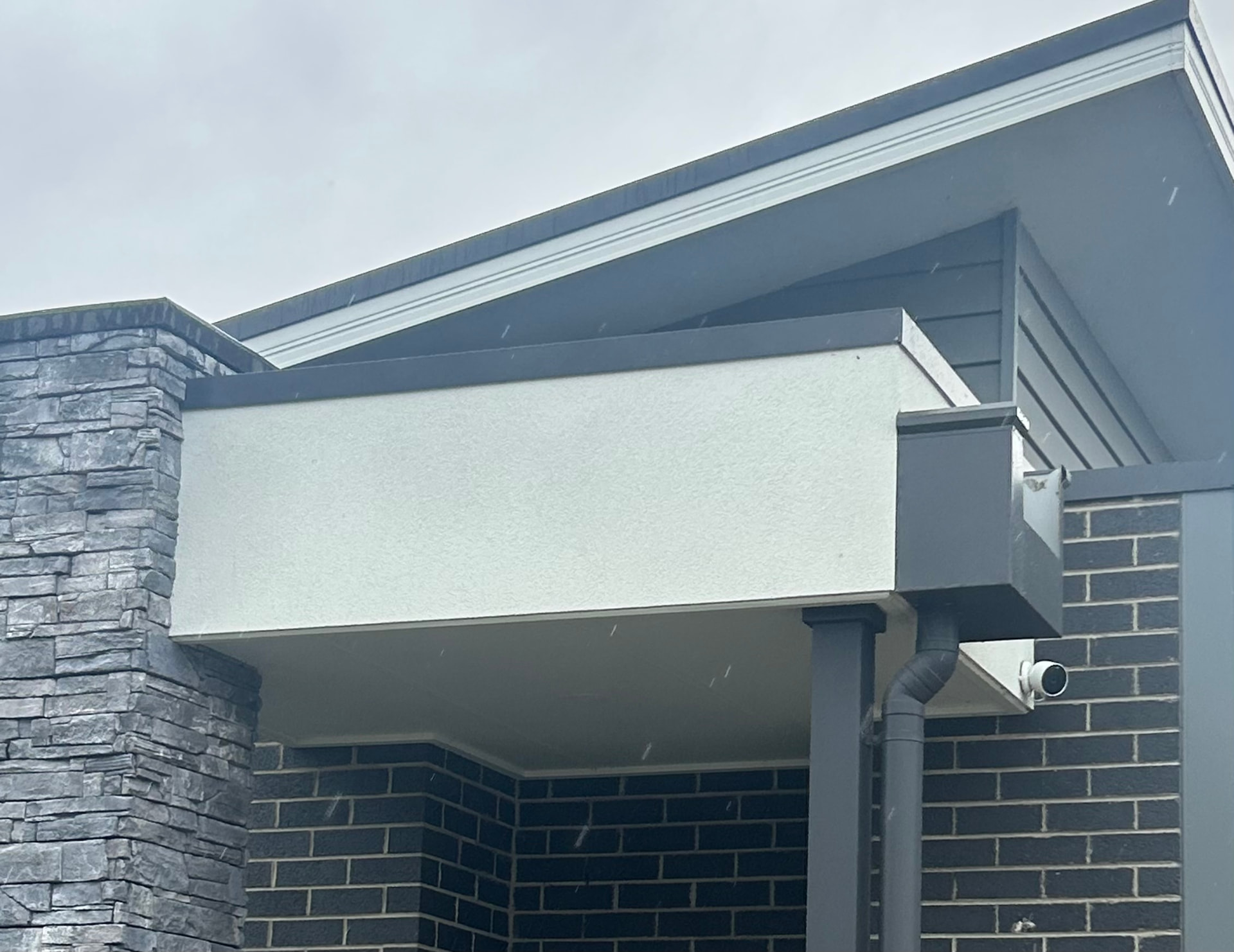 Textured render finish on an exterior wall